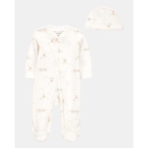 Baby Boy 2-Piece 2-Way Zip Sleep & Play & Cap Set - Cream | Carter's