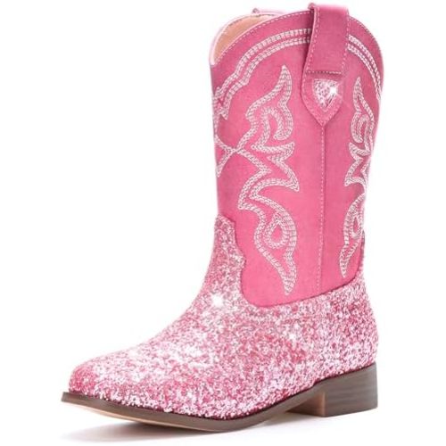 Toddler Girls Cowboy Boots - Cowgirl Western Boot for Kids Mid Calf Riding Shoes Little Kid/Big Kid