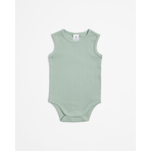Baby Organic Cotton Pointelle Bodysuit - Green Jadette