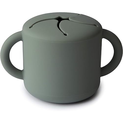 mushie Silicone Snack Cup | Spill Proof Food Container for Toddler and Baby (Dried Thyme)