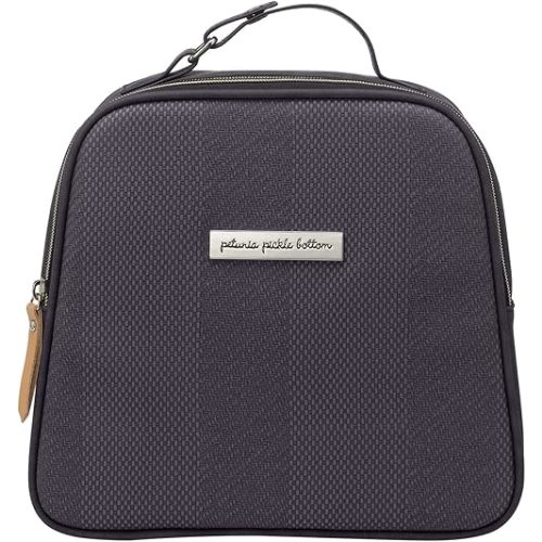 Petunia Pickle Bottom Tandem Insulated Lunch Tote, Perfect for Snacks or Wireless Pump, Holds Three Bottles, Lightweight & Easy to Clean (Carbon Cable Stitch)