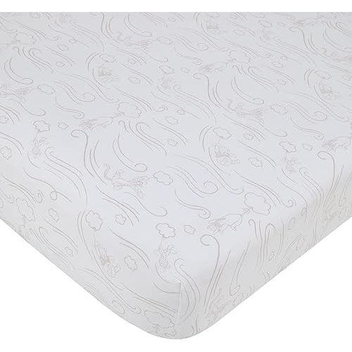 Disney Winnie The Pooh - Blustery Day Grey and White Clouds Fitted Crib Sheet