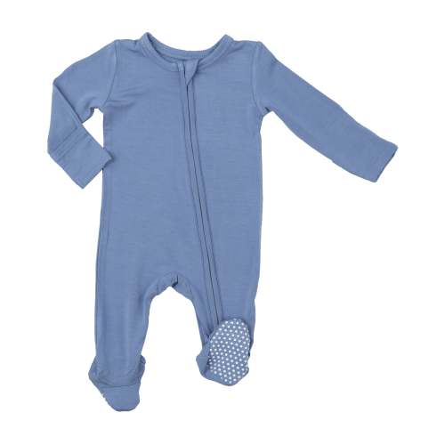 2 Way Zipper Footie - Colony Blue Solid