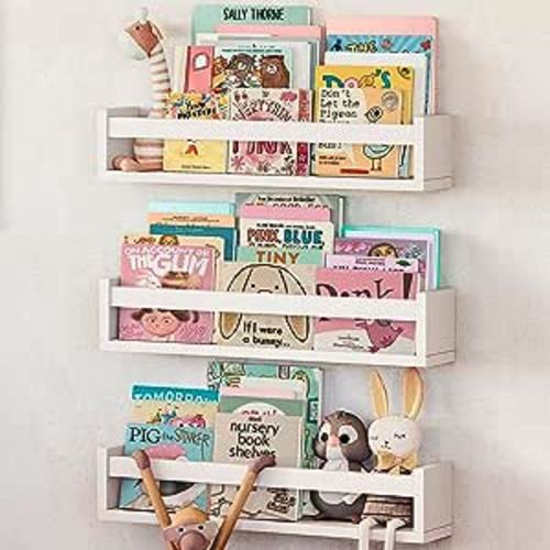 Amazon.com: NATURE SUPPLIES Set of 3 White Nursery Room Shelves 23.1", Solid Wood Ideal for Books Toys and Decor, Wall Bookshelf for Kids Bedroom, Kids Bookshelf, Nursery Book Shelves, Floating Bookshelf, White : Baby