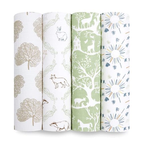 aden + anais Essentials Muslin Swaddle Blankets for Baby Girls and Boys, Newborn Receiving Blanket for Swaddling, 100% Cotton Baby Swaddle Wrap, 4 Pack, Harmony | Baby Swaddle Wrap, for Baby Girls and Boys, Newborn, for Swaddling, Receiving Blanket