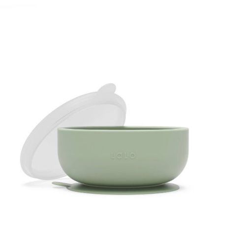 Lalo Silicone Suction Bowl with Lid - Oatmeal