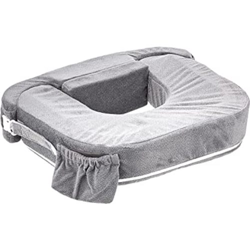 My Brest Friend Twin Nursing Pillow - Enhanced Comfort with Slipcover - Ergonomic Breastfeeding Pillow for Ultimate Support - Adjustable Nursing Pillow with Handy Side Pocket, Dark Grey