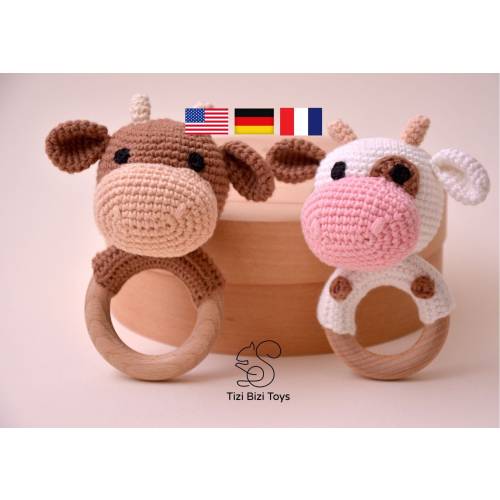 Baby rattle crochet pattern cow, Cute amigurumi animal patterns, Crochet tutorial pdf, Bull rattle pattern, Easy baby toys to crochet