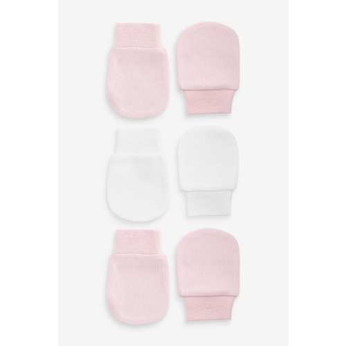 Pink Baby Scratch Mitts 100% Cotton 3 Pack