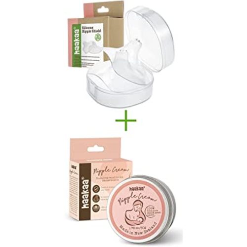 haakaa Silicone Nipple Shields and Nipple Cream Set
