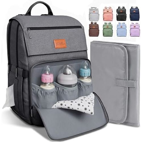 Pillani Baby Diaper Bag Backpack - Baby Bag for Girls & Boys, Large Waterproof Diaper Backpack - Baby Shower Gifts for Boys & Registry Must Haves - Travel Diaper Bags with Changing Pad - Newborn Stuff