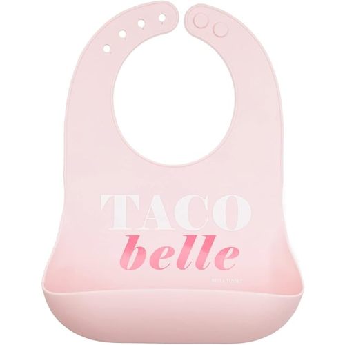 Bella Tunno Wonder Bib - Adjustable Silicone Baby Bibs for Girls, Durable and Waterproof BPA Free Silicone, Taco Bell