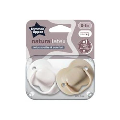 2 Pack Tommee Tippee Natural Latex Cherry Soothers - White and Beige