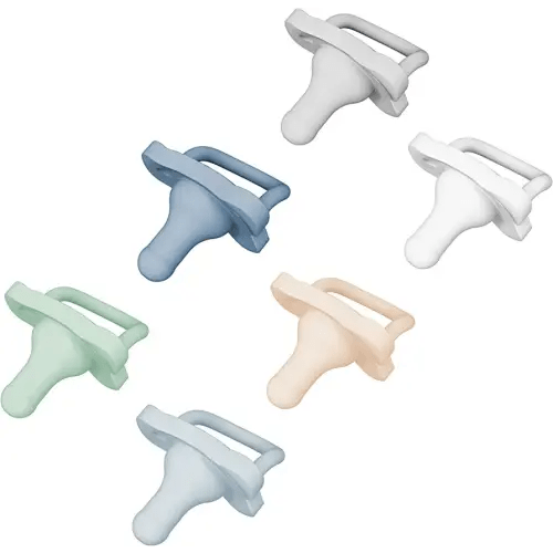 Dr. Brown's HappyPaci 100% Silicone, Newborn Baby Pacifiers 0-6 Months, BPA Free, White, Blue, Light Blue, Cool Gray, Green, and Ecru, 6 Pack
