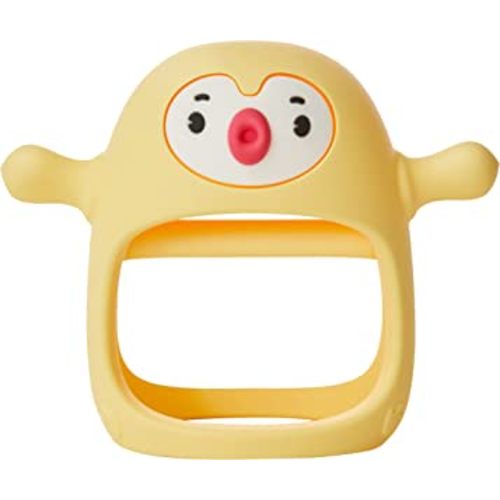 Smily Mia Penguin Buddy Never Drop Silicone Teething Toys for Babies 0-6month,Infant Hand Teether Pacifiers for 0-6Months Breastfeeding Babies, Easter Baby Basket Stuffers for 3-6Months,Yellow