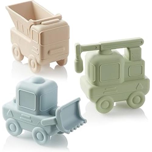 Ali+Oli Squirt Silicone Bath Toys (3pc) Construction Set | BPA-Free Food-Grade Silicone, Easy to Clean, Dishwasher Safe for Toddlers, Phthalate-Free