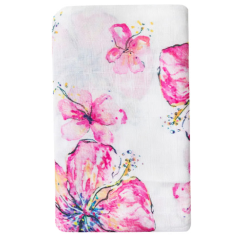 Hibiscus Kiss Muslin Swaddle Blanket