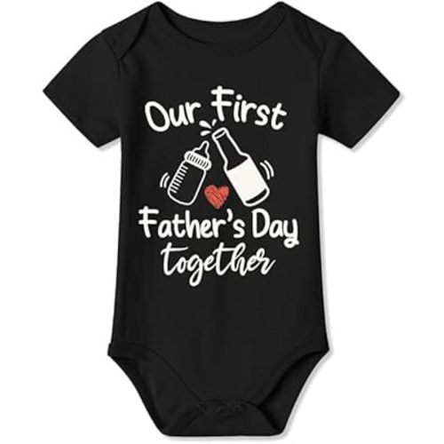 BesserBay Our First Father‘s Day Together - Happy Papa Daddy‘s Day Baby Bodysuit 100% Cotton