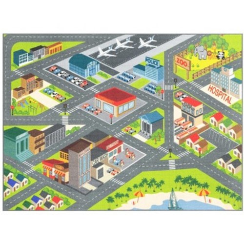KC CUBS Boy & Girl Kids City Road Car Vehicle Traffic Educational Learning & Game Play Non Slip Nursery Bedroom Classroom Rug Carpet, Size: 5'3"x6'6"