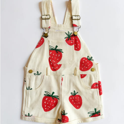 Printed Strawberries Shortalls – Alice & Wonder