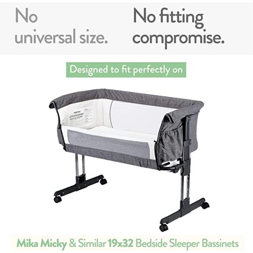Bassinet Fitted Sheets for Mika Micky Bedside Sleeper Bassinet Mattress Pad – Snuggly Soft 100% Jersey Cotton – Light + Dark Sage Green – 2 Pack - for Mika Micky Bassinet & Bedside Sleepe...