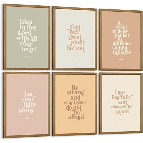 Bible Verse Wall Art Decor Kids Christian Canvas Pictures Inspirational Quotes Wall Art Jesus Religious Posters Educational Kids Artwork Christian Boho Prints for Bedroom 12x16x6 Inch Wood Framed