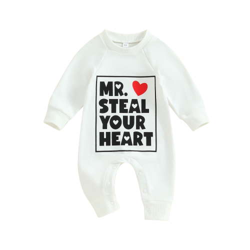Infant Baby Boy Girl Valentine's Day Outfit 3 6 12 18 Months Mr. Steal Your Heart Jumpsuit Romper Onesie Valentines Clothes