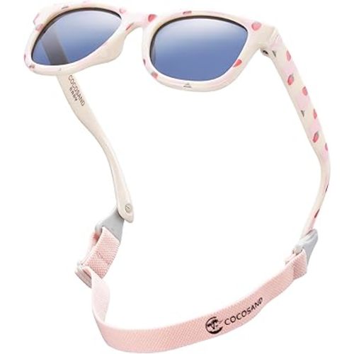 COCOSAND Flexible Polarized Baby Sunglasses with Strap UV Protection for Toddler Infant Girl Boy Age 0-24 Months