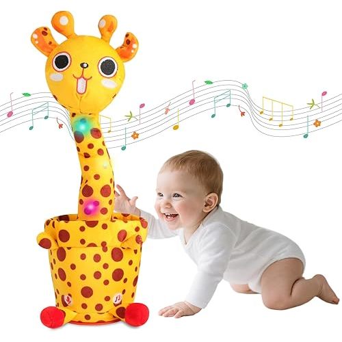 Dancing Talking Giraffe Toy, Stuffed Animal Baby Toy Repeating What You Say, Glowing Musical Electronic Giraffe with 60 Songs, Gift for Kids 3+ Years Old