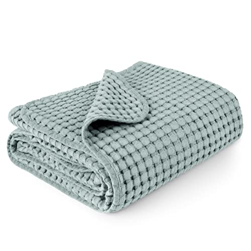 Konssy Waffle Baby Blanket - Soft & Cozy Nursery Swaddle Blanket, Lightweight Toddler Throw for Boys & Girls, Ideal for Wrapping(Light Green)