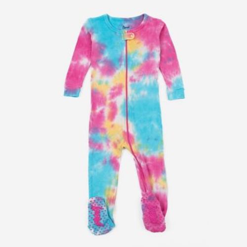 Leveret Footed Cotton Pajamas Tie Dye Purple Mix 6-12 Month