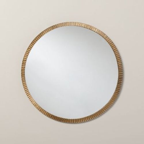 20" Pleated Brass Round Wall Mirror Antique Finish - Hearth & Hand™ With Magnolia: Classic Farmhouse Decor, No Assembly Required