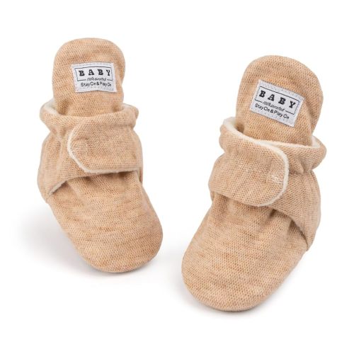 HsdsBebe Unisex Newborn Baby Cotton Booties Non-Slip Sole for Toddler Boys Girls Infant Winter Warm Fleece Cozy Socks Shoes