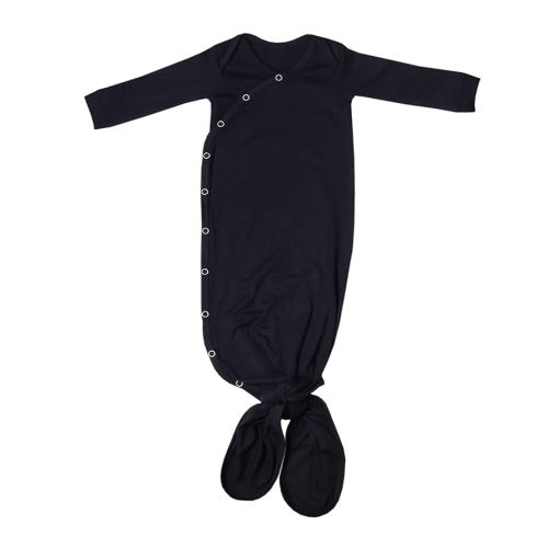 Copper Pearl Baby Gown - Knotted Newborn Sleepers for Baby Boy and Girl, Soft Stretchy Long Sleeve Infant Gowns with Bottom Tie and Hand Mittens, Perfect Hospital Coming Home Outfit (Midnight)