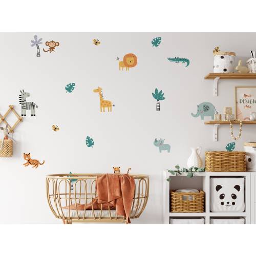 Children's Wall Stickers Animal Cute Safari Wall Decals For Nursery Rooms Jungle Art