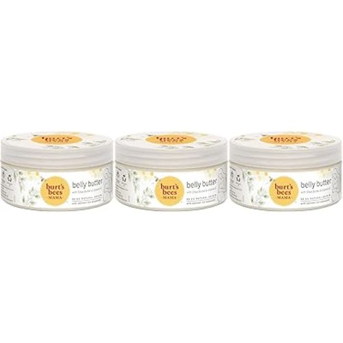 Burt's Bees Mama Belly Butter Stretch Mark Cream for Pregnancy Massages Body & Reduces Scar Appearance, Prenatal & Postnatal Tummy Skin Care, Shea Butter & Vitamin E Rich Formula, 6.5 Oz (Pack of 3)