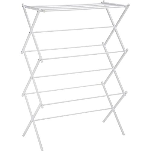 Amazon Basics Foldable Portable Laundry Rack for Air Drying Clothing, Indoor Outdoor Use - 14.5" D x 29.5" W x 41.8" H, White
