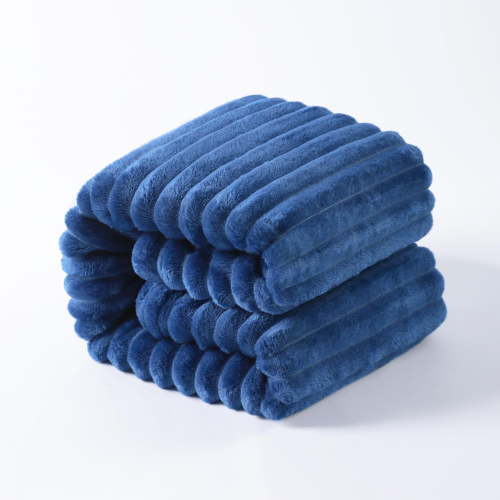 Ntbay Flannel Fuzzy Soft Warm Cozy Toddler Blanket, Fluffy Warm and Lightweight Reversible Stripes Design Toddler Plush Blanket for Stroller, Crib, Travel, 30" x 40", Navy Blue