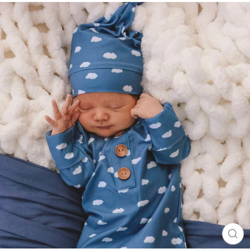 Sweet Dreams Newborn Baby Knot Gown & Hat
