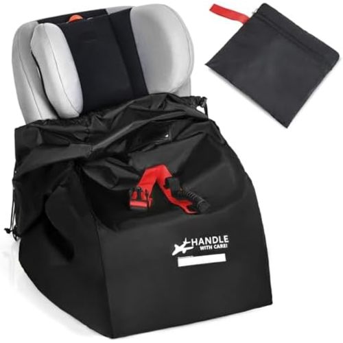 Car Seat Travel Bag for Airplane, Large Waterproof Car Seat Bags Fits Most Infant Car Seats, Convertible Car Seats, Booster Seats, Car Seat Bases, Adjustable Shoulder Strap