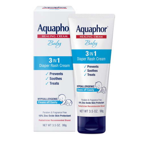 Aquaphor Baby Diaper Rash Cream with Zinc Oxide, 3-in-1 Diaper Rash Relief, 3.5 oz HSA/FSA Eligible