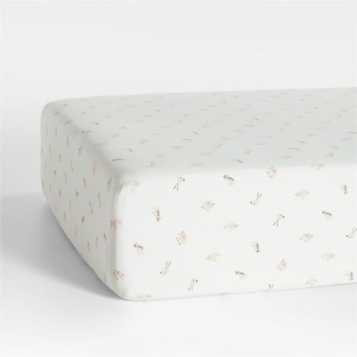 Baby's First Pink Animal Organic Cotton Heathered Jersey Baby Crib Fitted Sheet