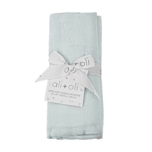 Ali+Oli | Bamboo Muslin Swaddle Blanket - Misty Sky