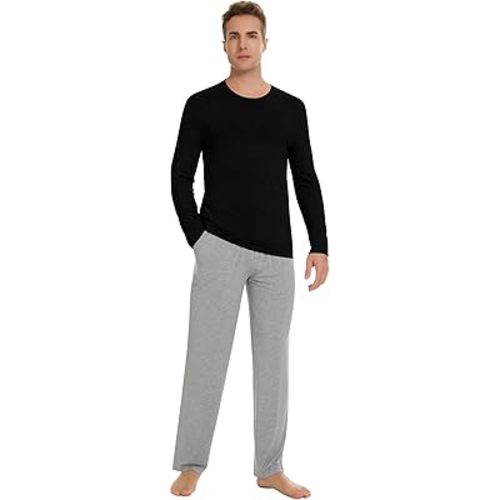 NACHILA Pajamas for Men-Viscose Made from Bamboo, Sleepwear Long Sleeve Pjs Sets Soft Loungewear with Sleep Pants
