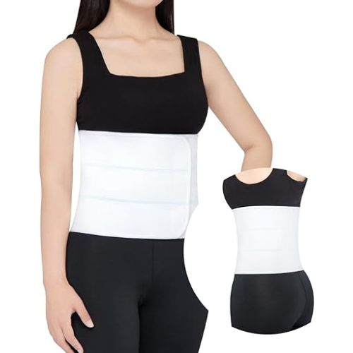 Pauline Abdominal Binder Post Surgery Compression Support | Stomach Wrap Belly Band for Hernia Tummy Tuck | Soft, Latex-free, Breathable - (30" - 45") 3 Panel - 9" High