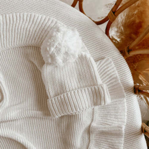 Mini Knit Beanie- Milk
