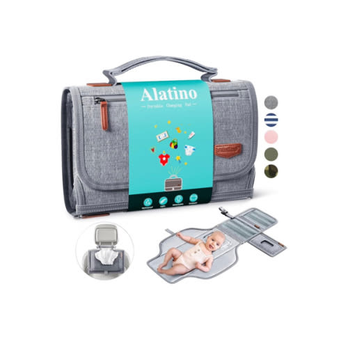 Portable Diaper Changing Pad for Baby, Detachable Travel Changing Pad with Baby Wipes Pocket, Gifts for Baby Shower, Newborn Girls and Boys (Grey)