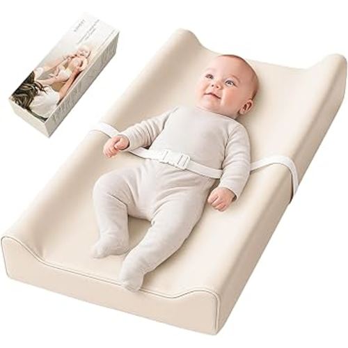Konssy Vegan Leather Baby Changing Pad, Soft Non-Slip Diaper Changing Pad with Waterproof Wipeable Cover for Nursery Dresser or Table, 32 x 16 inches