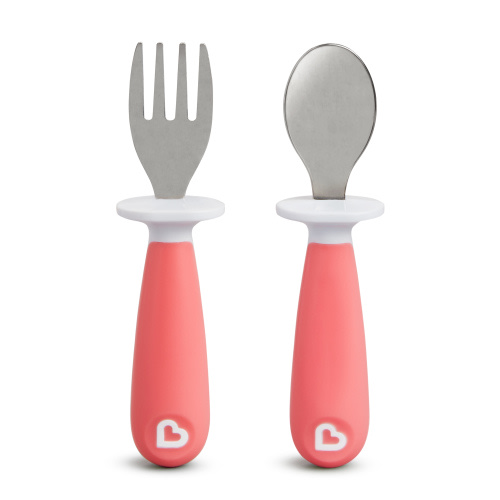 Munchkin® Raise™ Toddler Fork & Spoon Utensil Set, Pink