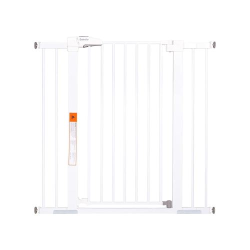 BABELIO 36" Extra Tall Dog Gate, 26-40" Wide Auto Close Baby Gate, Pressure Mounted Metal Pet, Easy Install No Drilling, No Tools Required, With Wall Protectors and Extension Kits, White